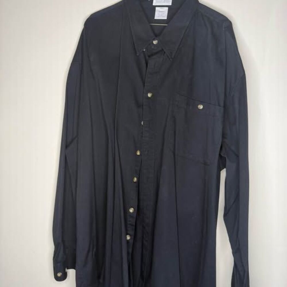 KING SIZE black long sleeve button-up shirt 4XL